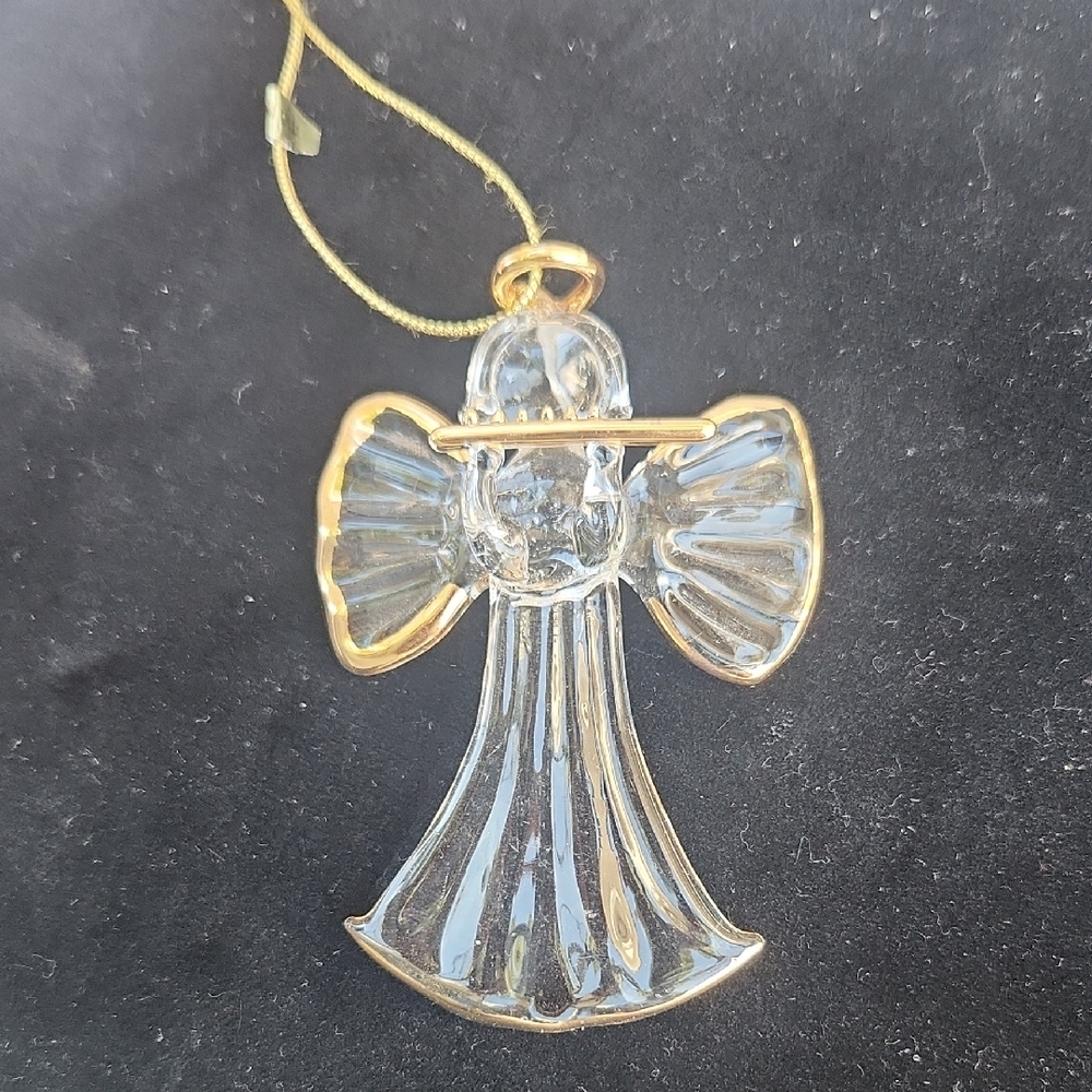Princess House Gold and Clear Crystal Angel Ornament